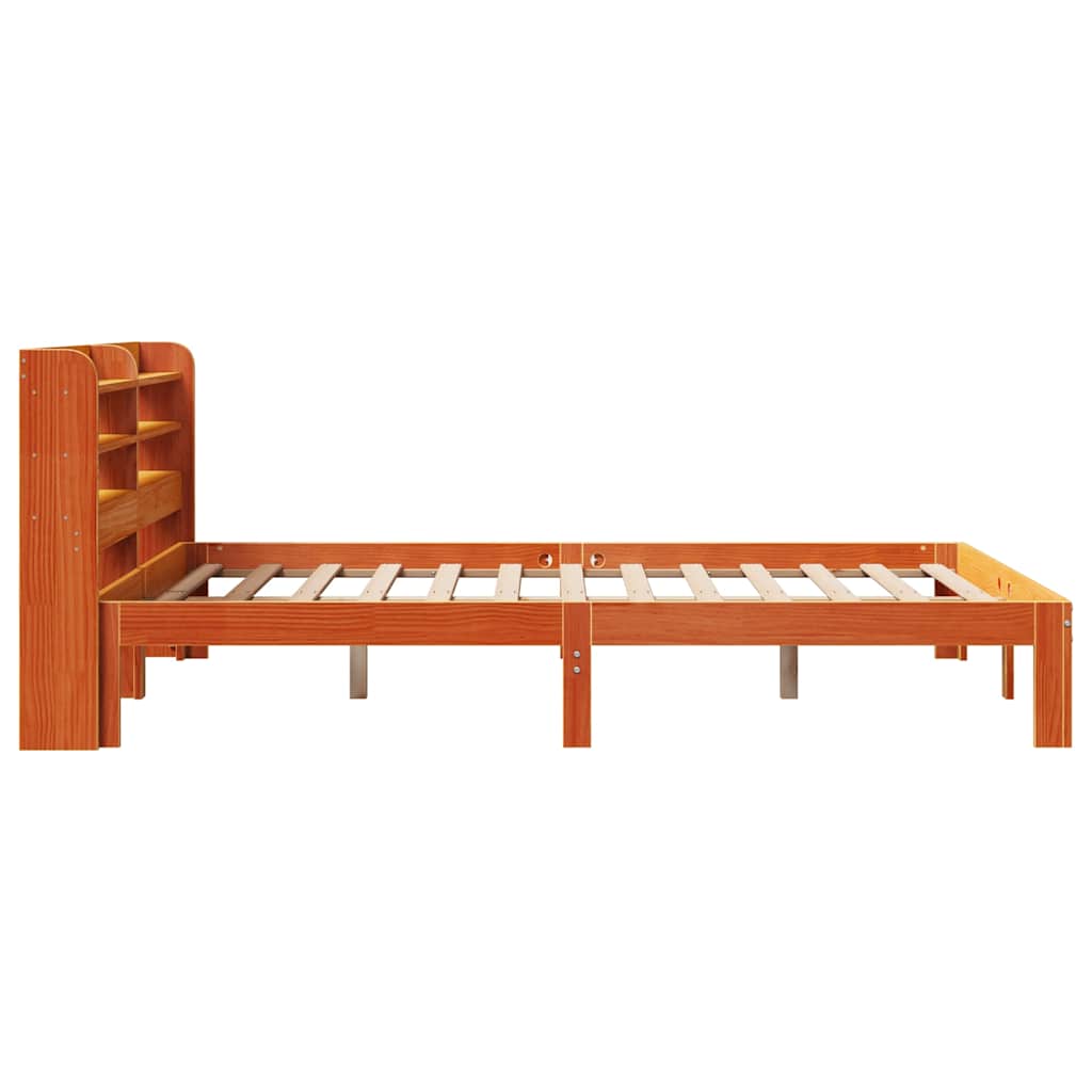 Bed Frame without Mattress Wax Brown 140x190 cm Solid Wood Pine