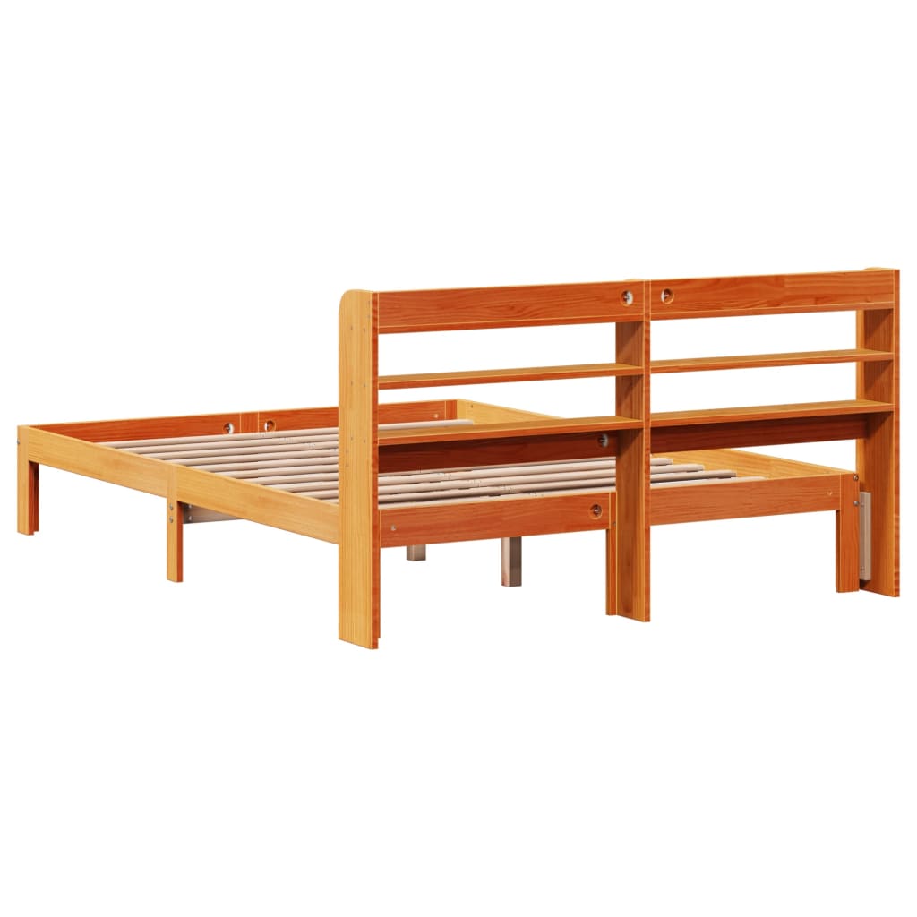Bed Frame without Mattress Wax Brown 140x190 cm Solid Wood Pine