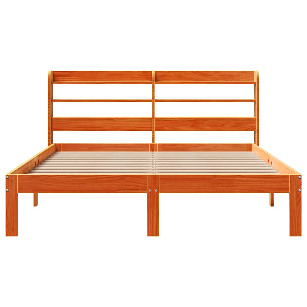 Bed Frame without Mattress Wax Brown 140x200 cm Solid Wood Pine