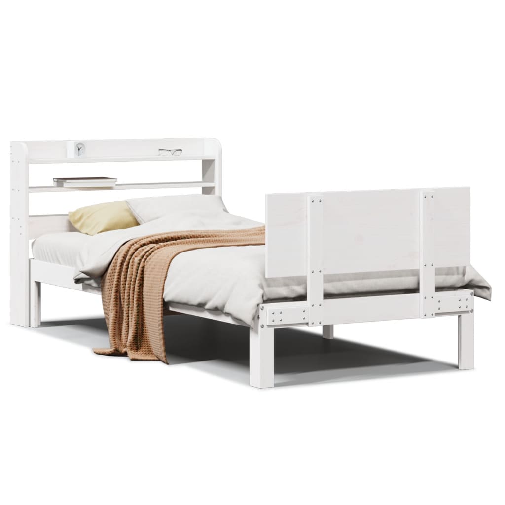 vidaXL Bed Frame with Headboard without Mattress White 75x190 cm Small Single