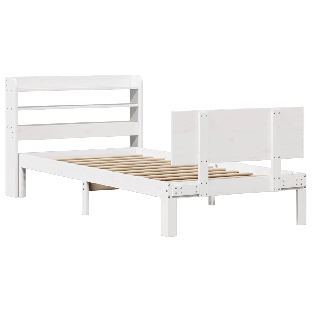 vidaXL Bed Frame with Headboard without Mattress White 75x190 cm Small Single