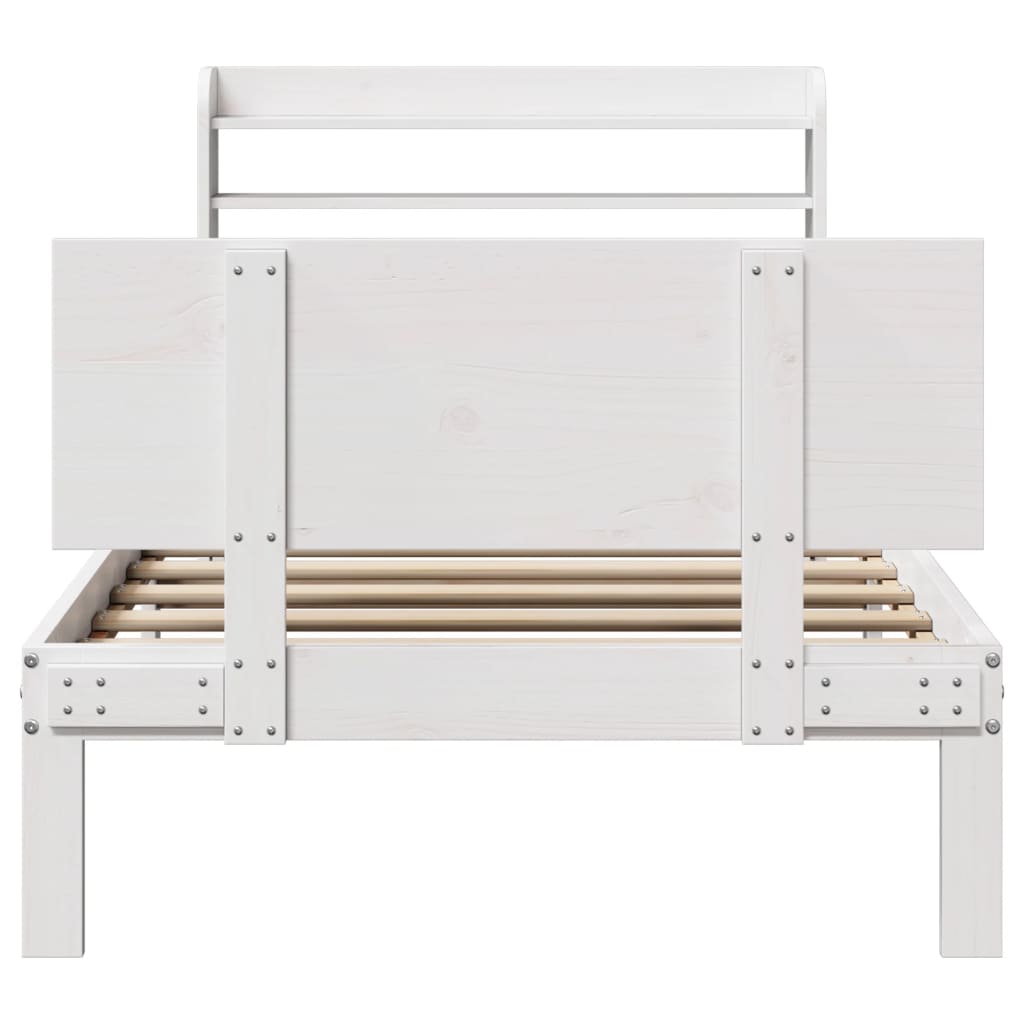 vidaXL Bed Frame with Headboard without Mattress White 75x190 cm Small Single