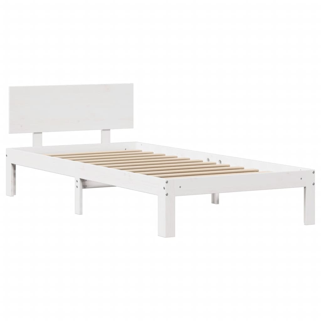 vidaXL Bed Frame with Headboard without Mattress White 75x190 cm Small Single