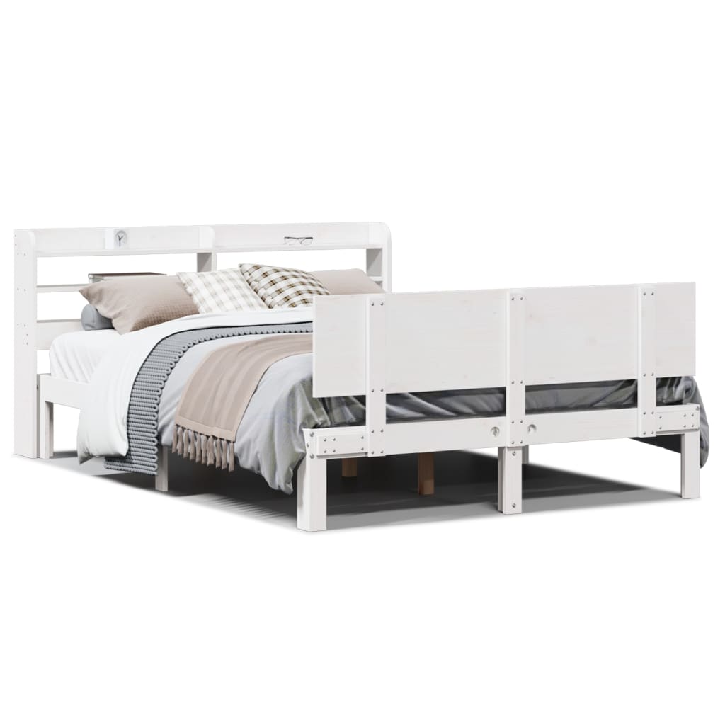 Bed Frame with Headboard without Mattress White 120x190 cm Small Double