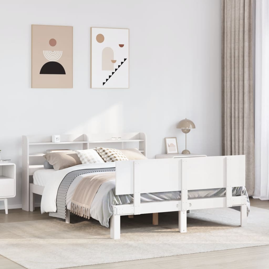 Bed Frame with Headboard without Mattress White 120x190 cm Small Double