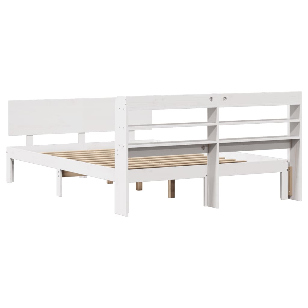 Bed Frame with Headboard without Mattress White 140x200 cm