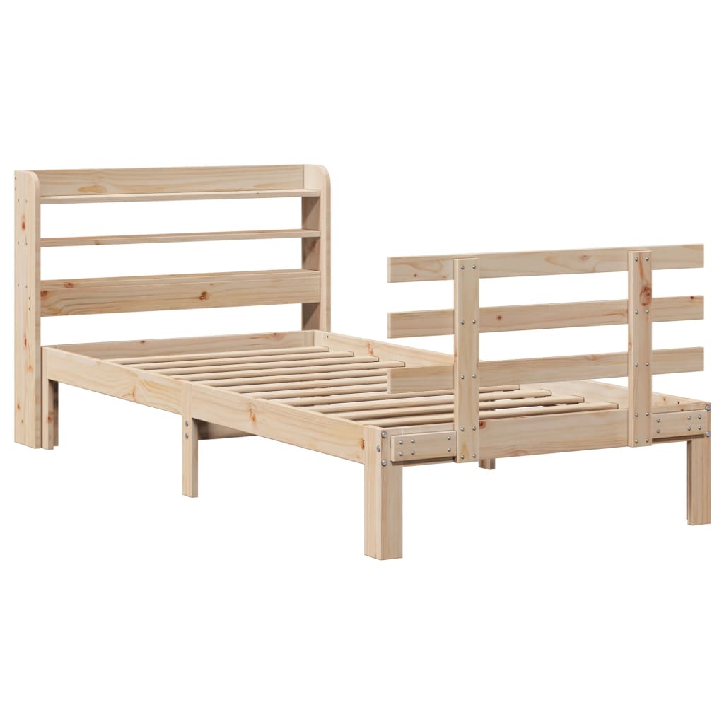 Bed Frame with Headboard without Mattress 75x190 cm Small Single