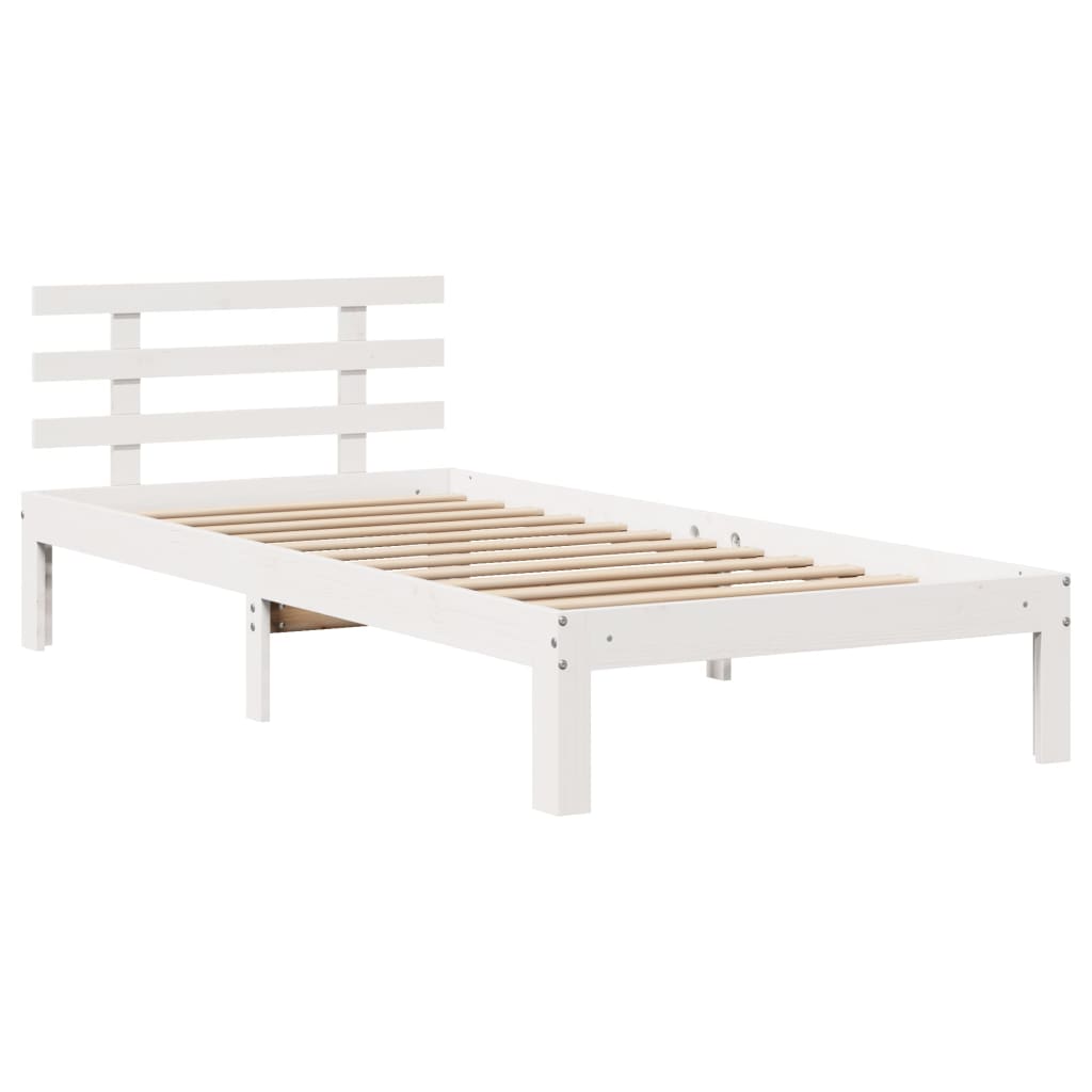 vidaXL Bed Frame with Headboard without Mattress White 75x190 cm Small Single