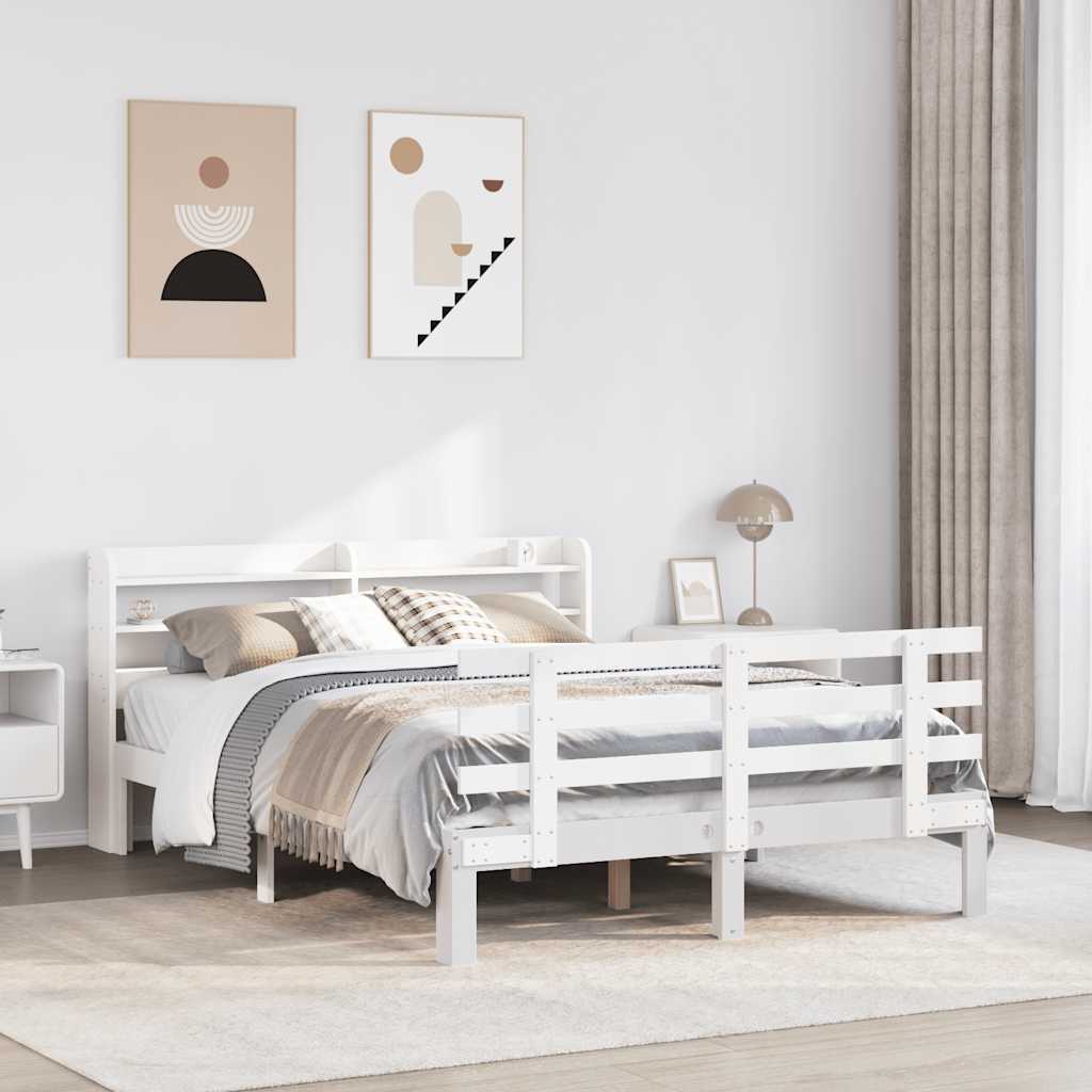 Bed Frame with Headboard without Mattress White 120x190 cm Small Double