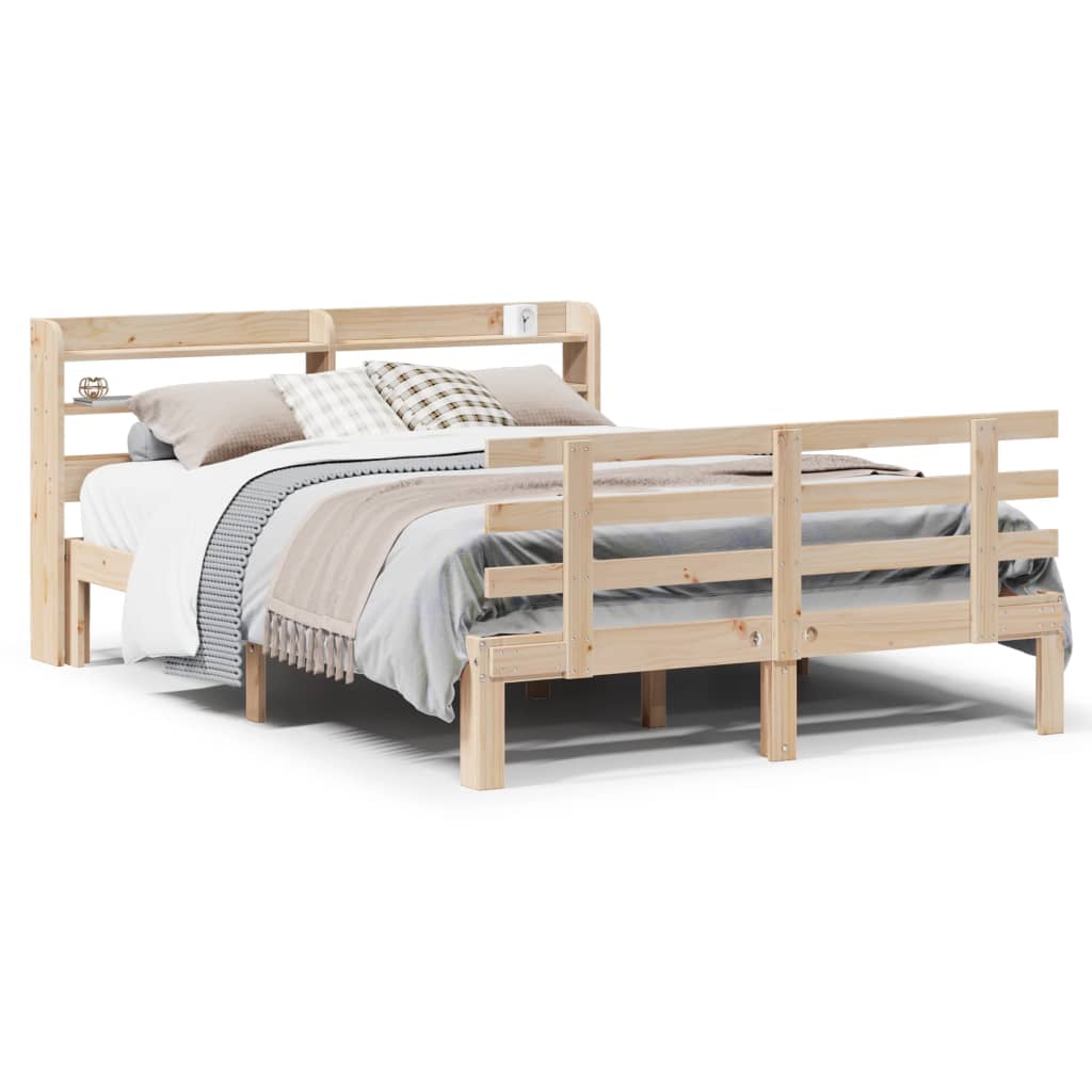 vidaXL Bed Frame with Headboard without Mattress 140x190 cm