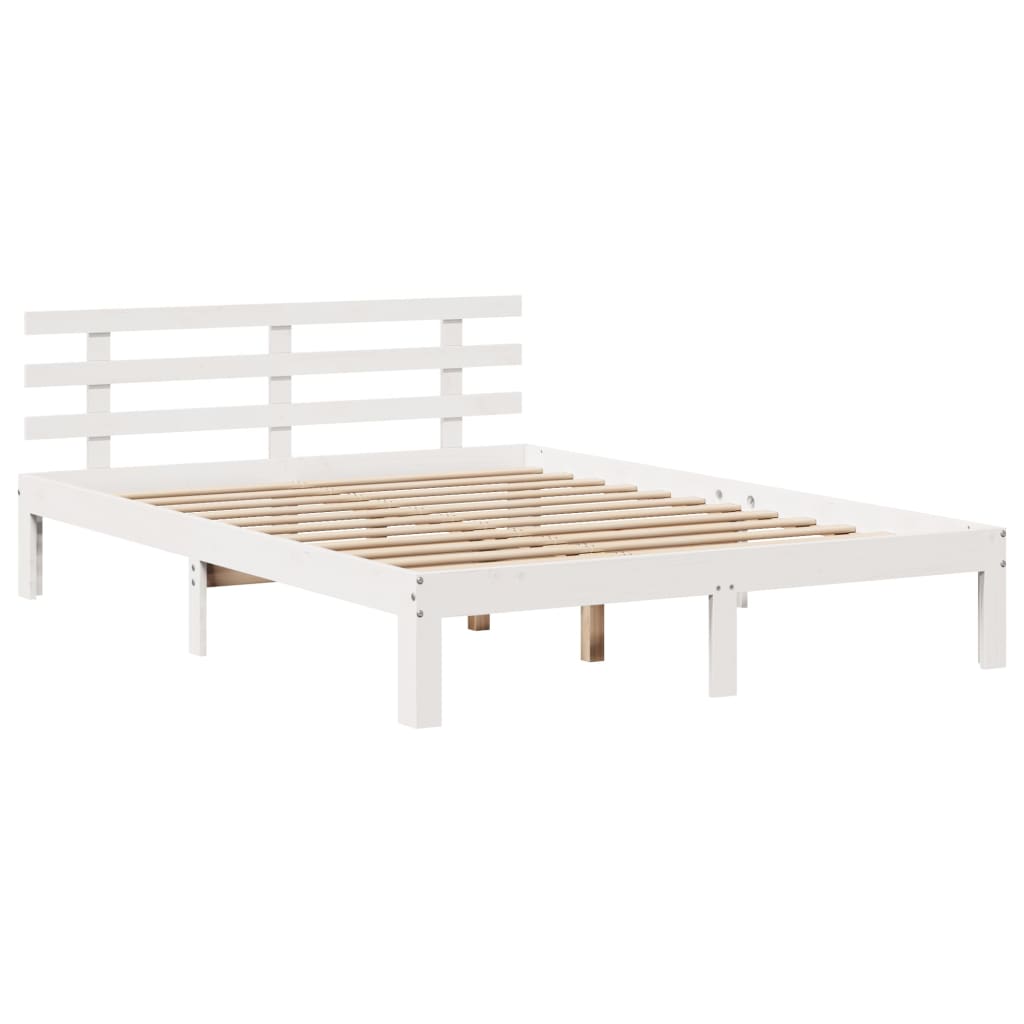 vidaXL Bed Frame with Headboard without Mattress White 140x190 cm