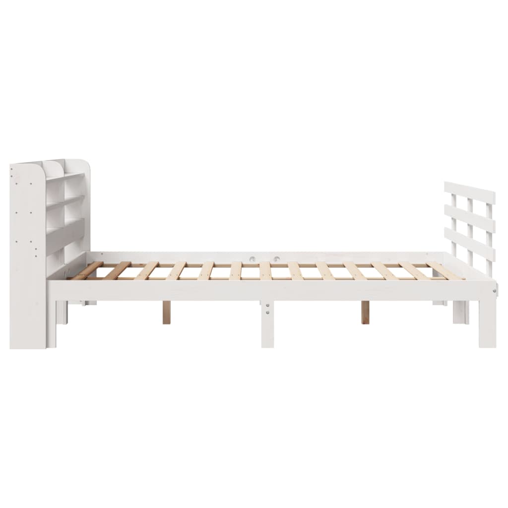 vidaXL Bed Frame with Headboard without Mattress White 140x190 cm