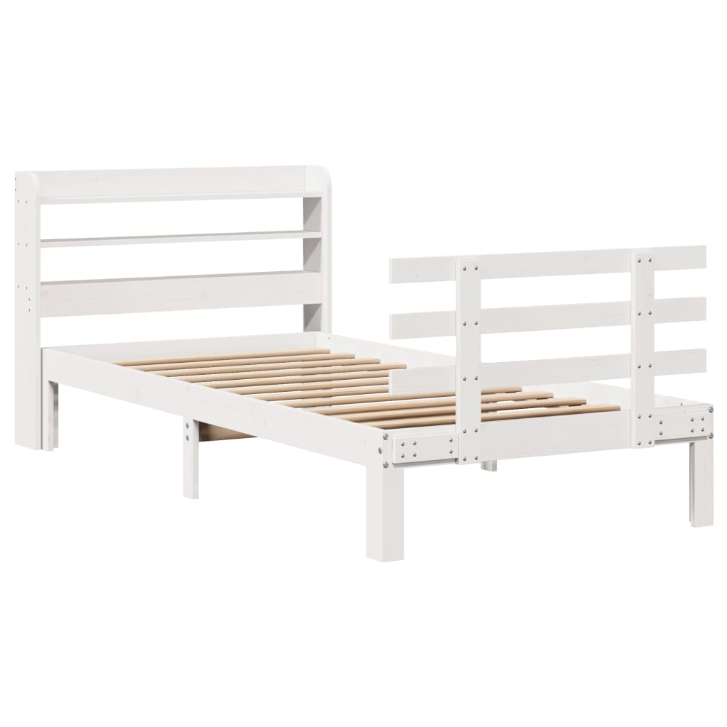 Bed Frame with Headboard without Mattress White 90x200 cm