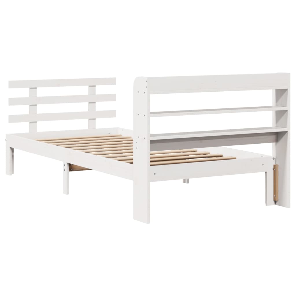 Bed Frame with Headboard without Mattress White 90x200 cm