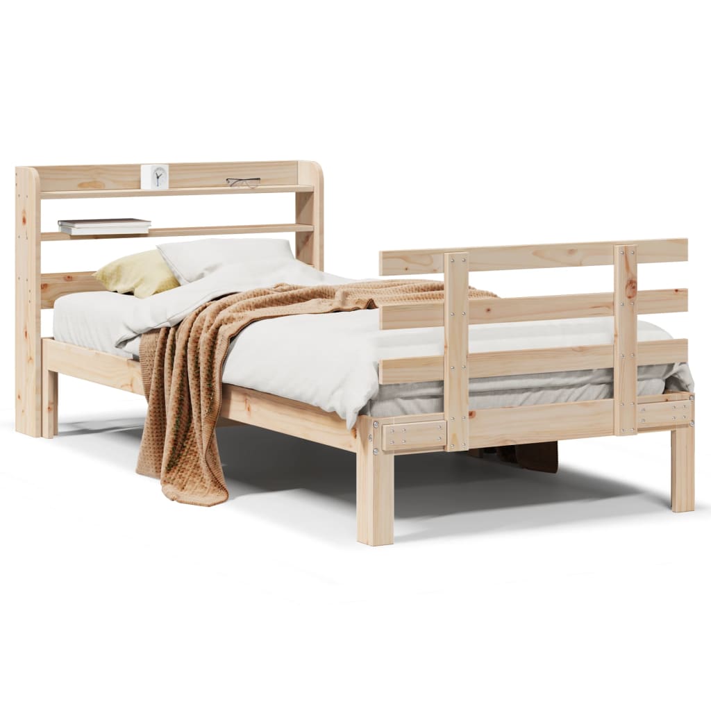 vidaXL Bed Frame with Headboard without Mattress 100x200 cm