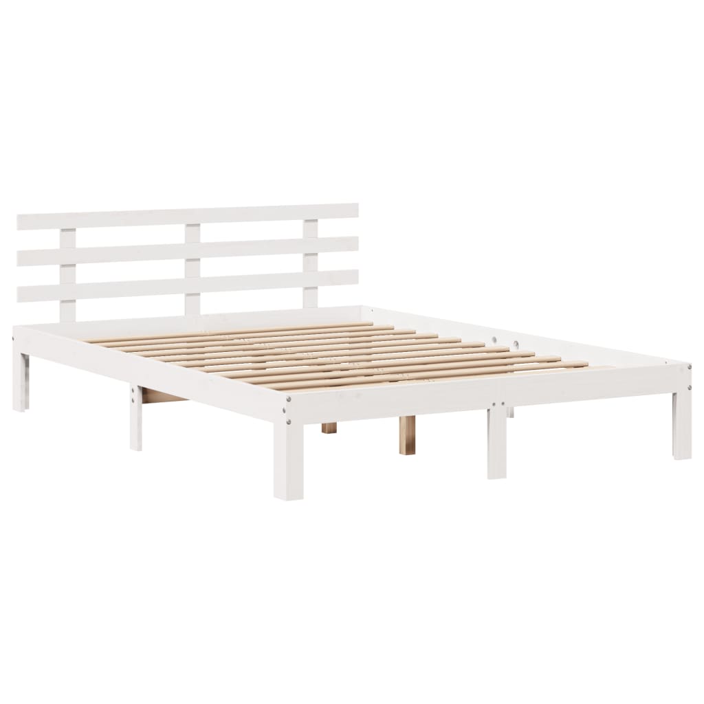 vidaXL Bed Frame with Headboard without Mattress White 140x200 cm