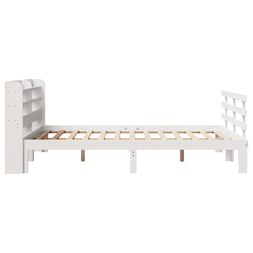 vidaXL Bed Frame with Headboard without Mattress White 140x200 cm