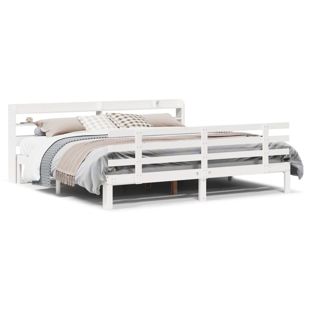 vidaXL Bed Frame with Headboard without Mattress White 180x200 cm Super King