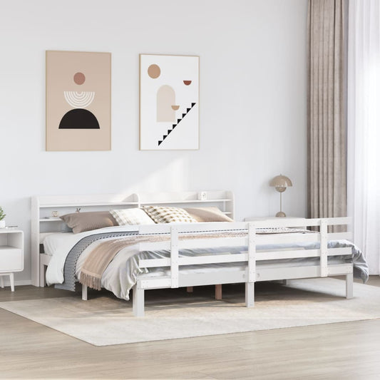 vidaXL Bed Frame with Headboard without Mattress White 180x200 cm Super King