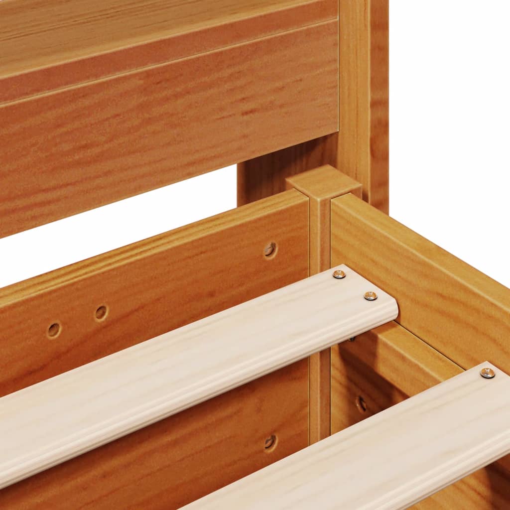 Bed Frame without Mattress Wax Brown 150x200 cm King Size Solid Wood Pine