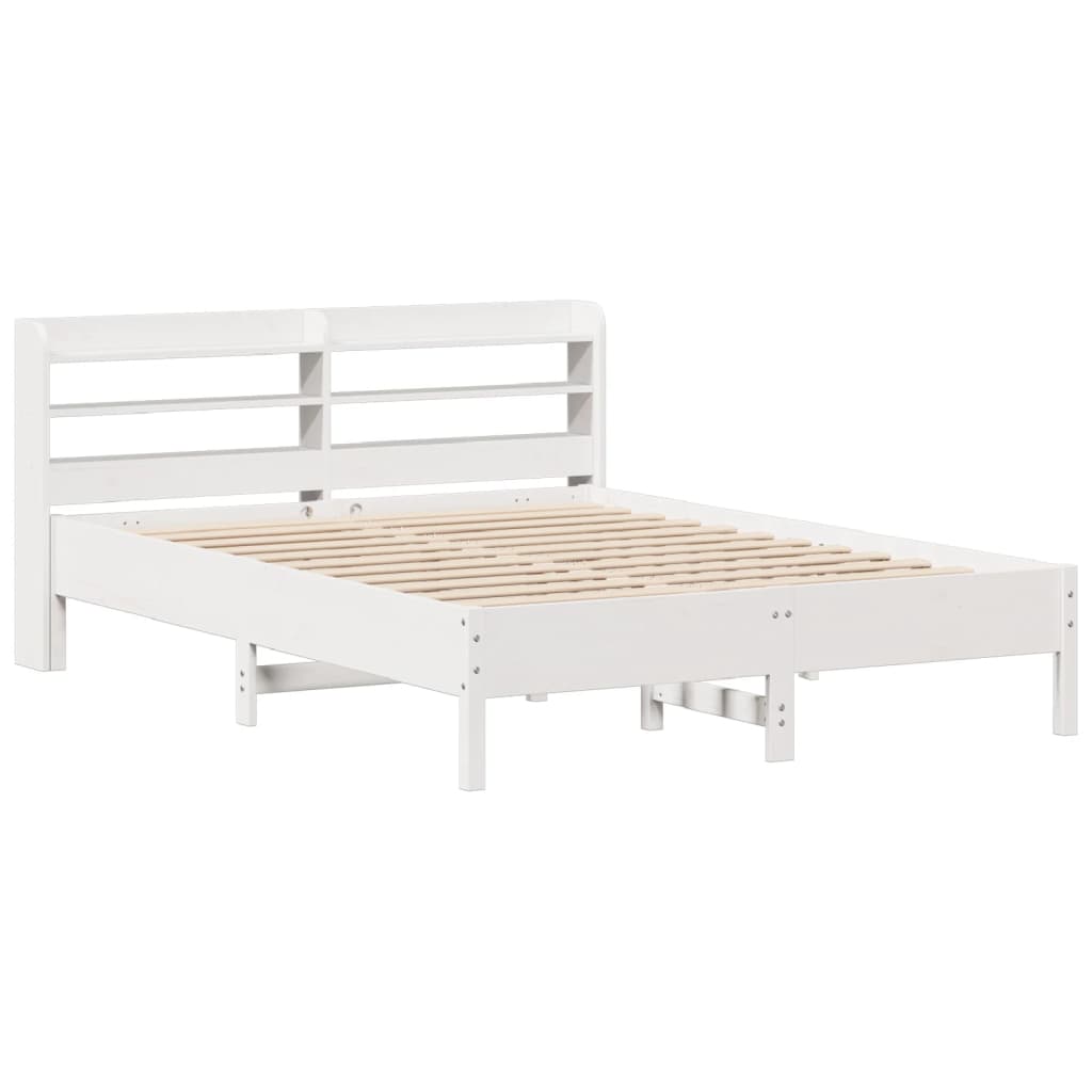 Bed Frame without Mattress White 140x190 cm Solid Wood Pine