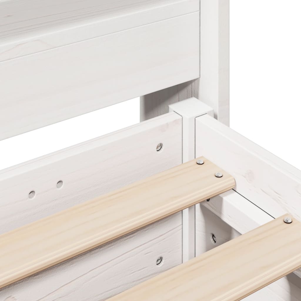 Bed Frame without Mattress White 135x190 cm Double Solid Wood Pine