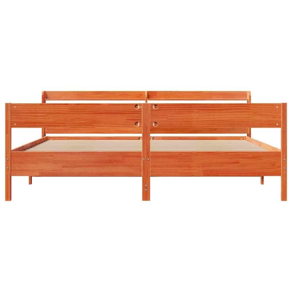 Bed Frame without Mattress Wax Brown 180x200 cm Super King Solid Wood Pine