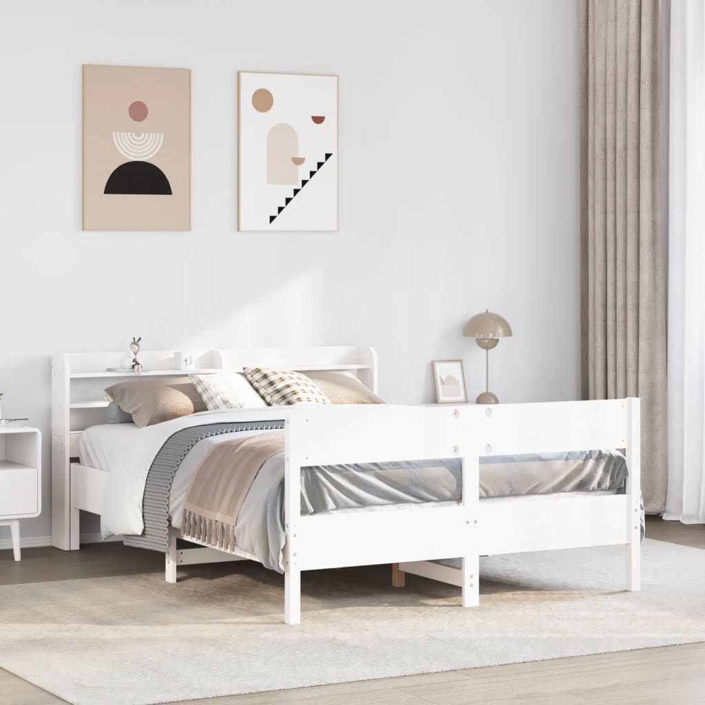 Bed Frame without Mattress White 160x200 cm Solid Wood Pine
