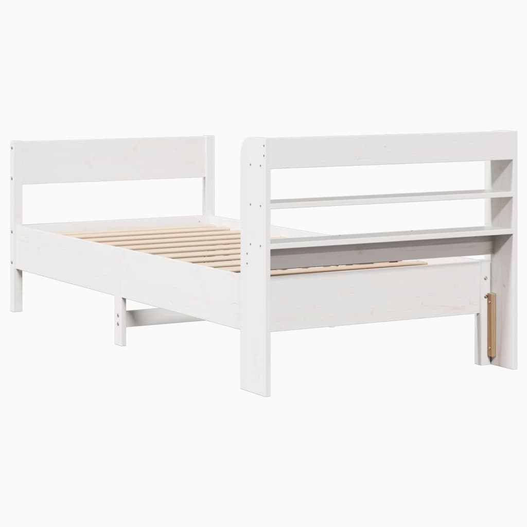Bed Frame without Mattress White 100x200 cm Solid Wood Pine