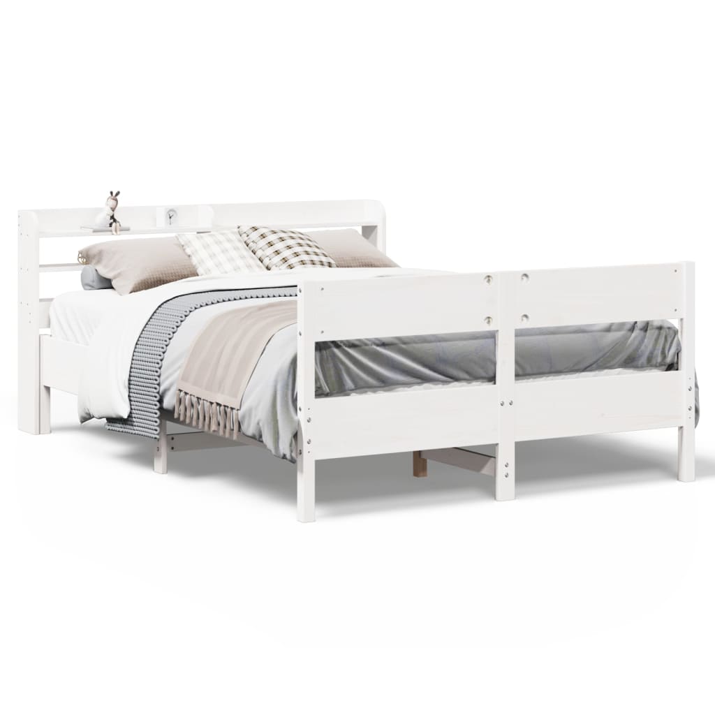Bed Frame without Mattress White 140x190 cm Solid Wood Pine