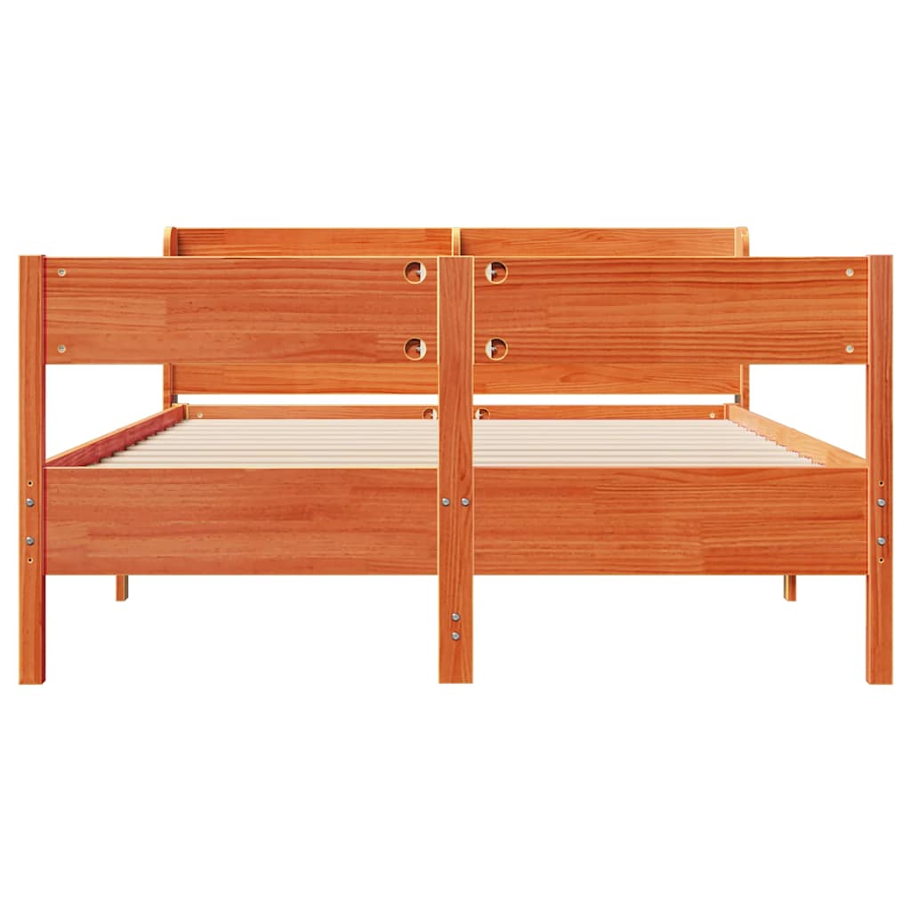 Bed Frame without Mattress Wax Brown 140x190 cm Solid Wood Pine