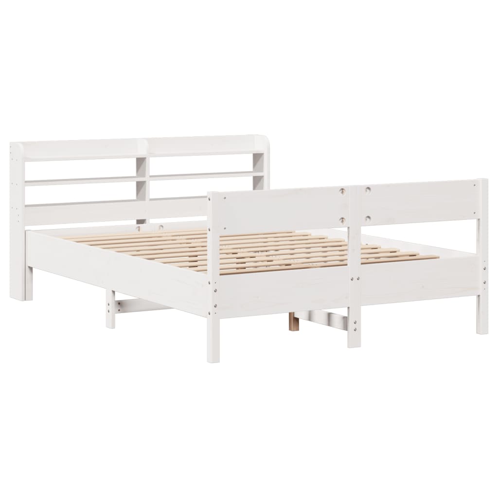 Bed Frame without Mattress White 135x190 cm Double Solid Wood Pine