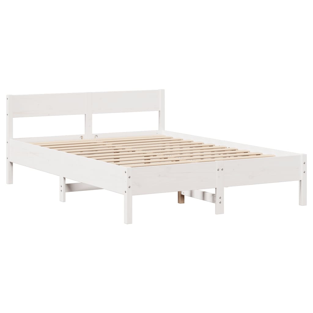 Bed Frame without Mattress White 135x190 cm Double Solid Wood Pine