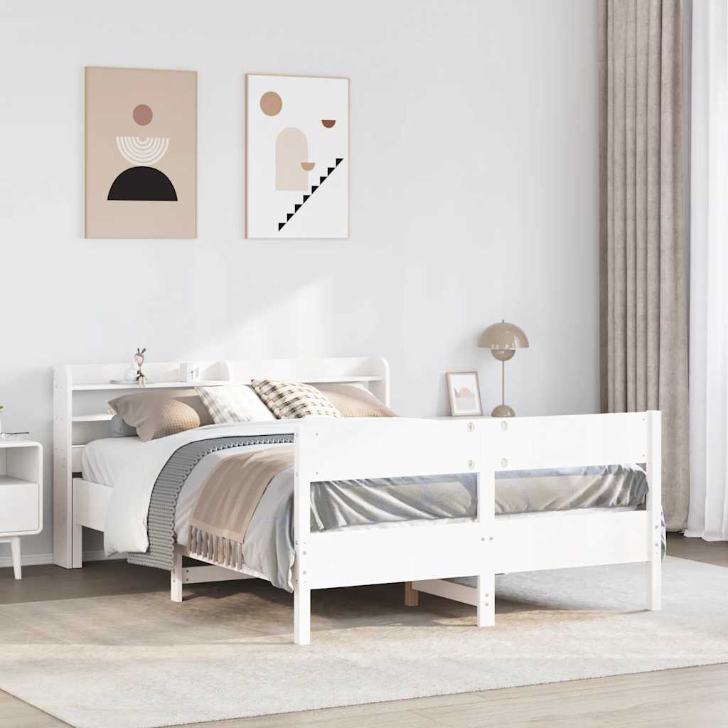 Bed Frame without Mattress White 120x190 cm Small Double Solid Wood Pine