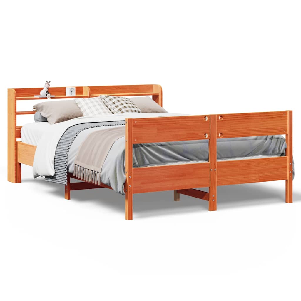 Bed Frame without Mattress Wax Brown 120x190 cm Small Double Solid Wood Pine