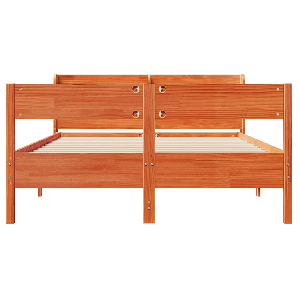 Bed Frame without Mattress Wax Brown 120x190 cm Small Double Solid Wood Pine