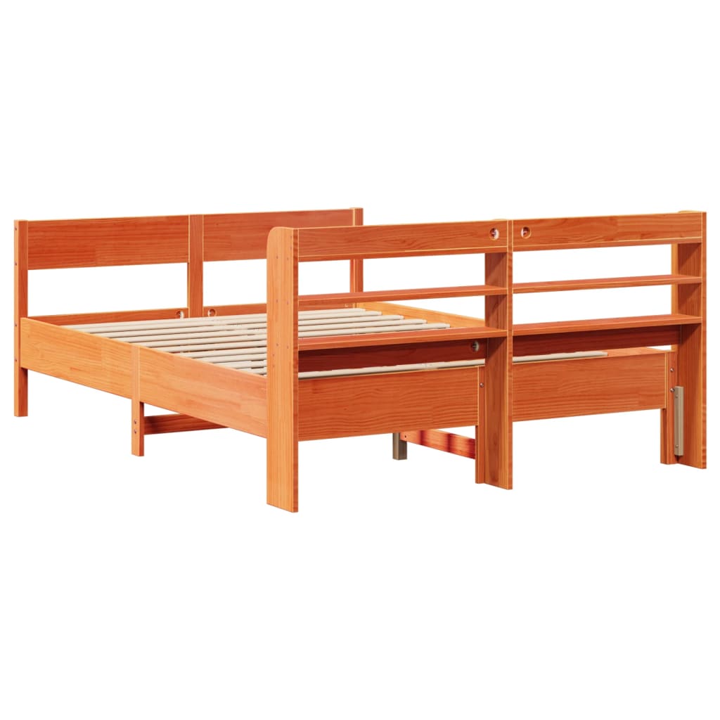 Bed Frame without Mattress Wax Brown 120x190 cm Small Double Solid Wood Pine