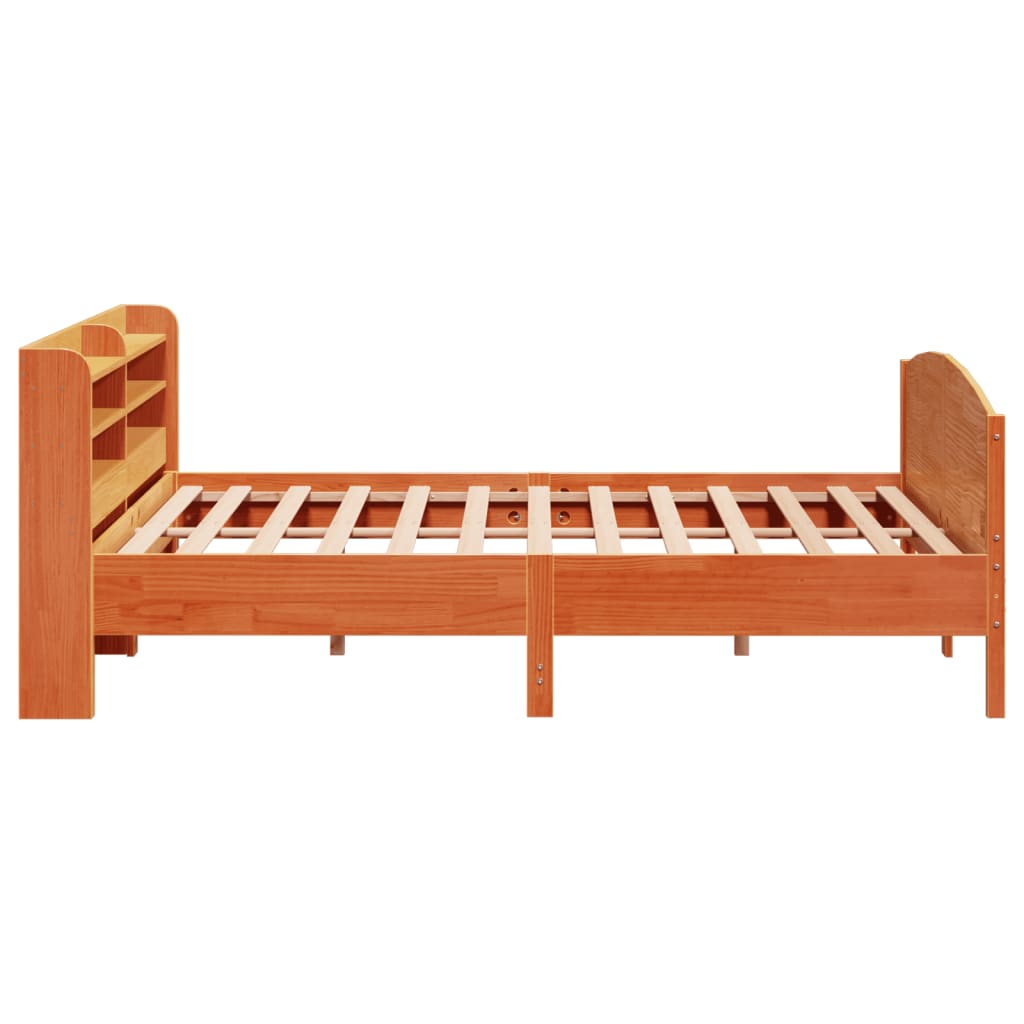 Bed Frame without Mattress Wax Brown 200x200 cm Solid Wood Pine