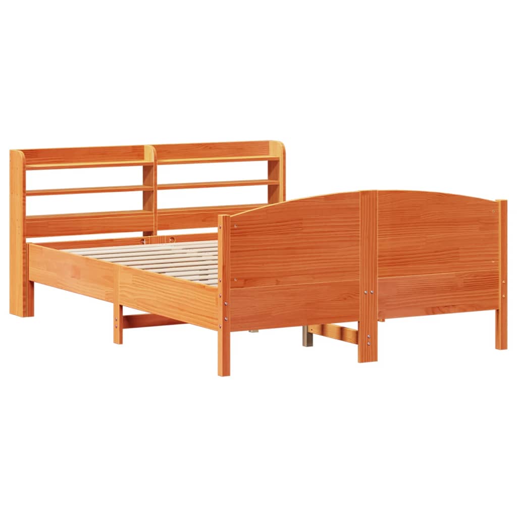 Bed Frame without Mattress Wax Brown 150x200 cm King Size Solid Wood Pine