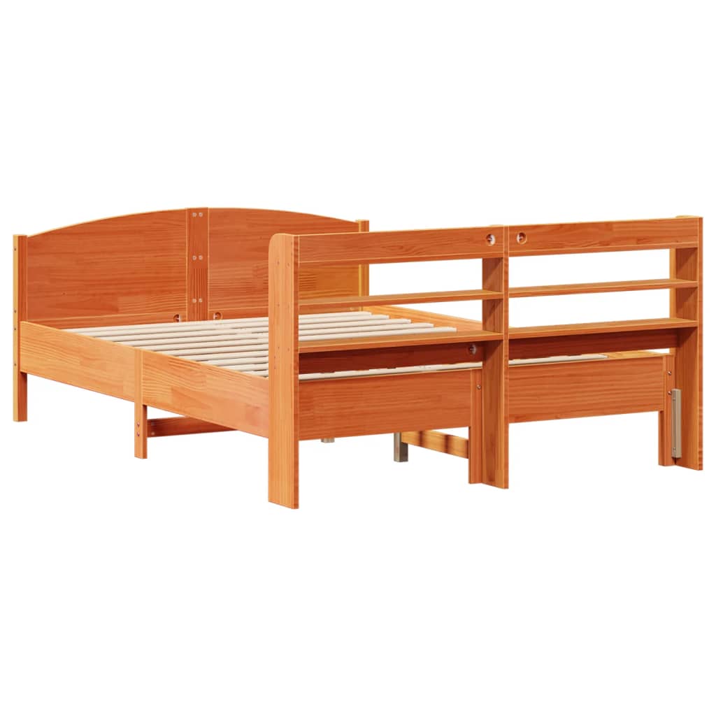 Bed Frame without Mattress Wax Brown 150x200 cm King Size Solid Wood Pine