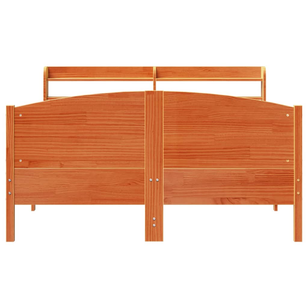Bed Frame without Mattress Wax Brown 140x200 cm Solid Wood Pine