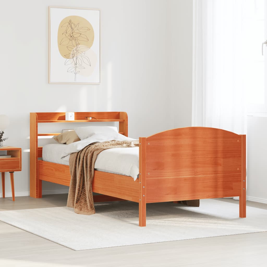 Bed Frame without Mattress Wax Brown 100x200 cm Solid Wood Pine