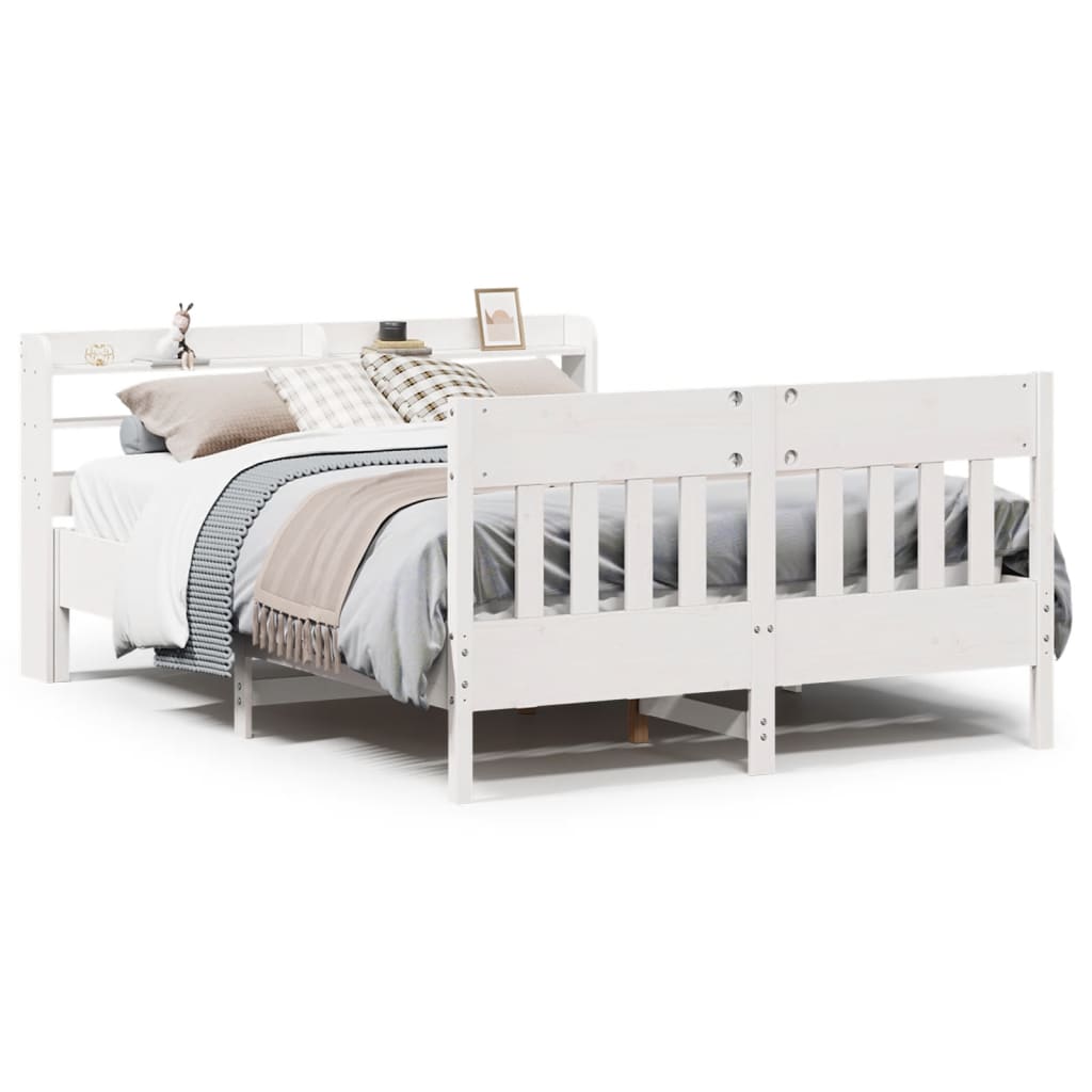 Bed Frame without Mattress White 140x200 cm Solid Wood Pine