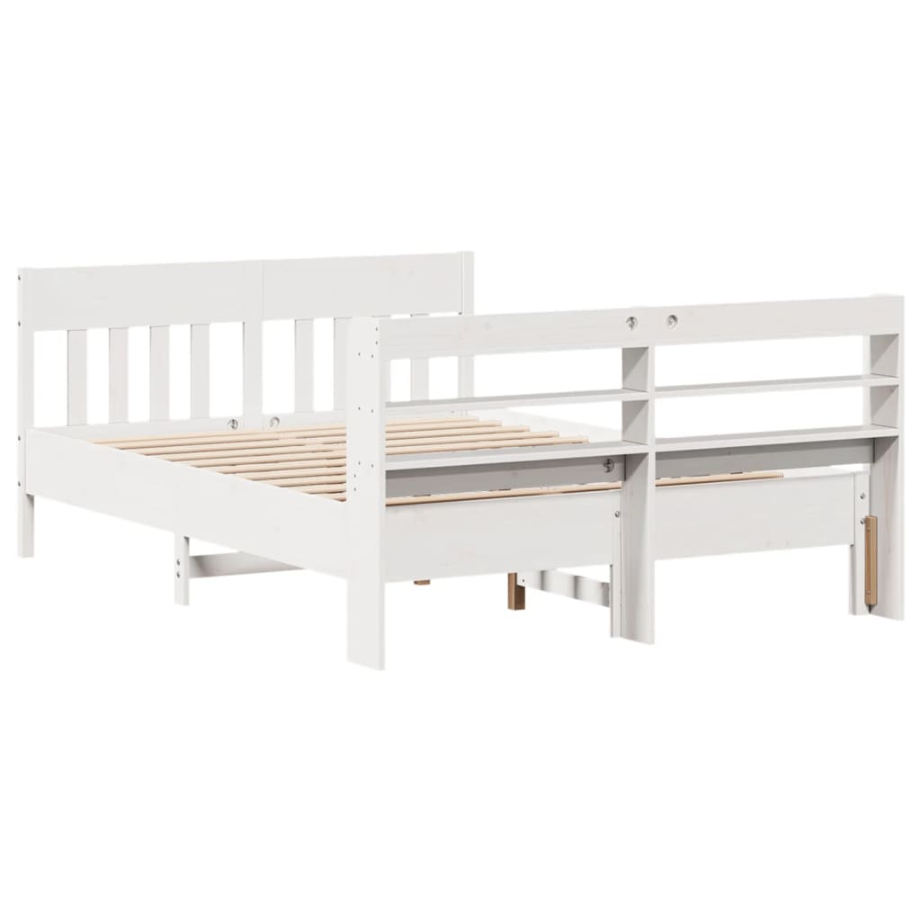 Bed Frame without Mattress White 140x200 cm Solid Wood Pine