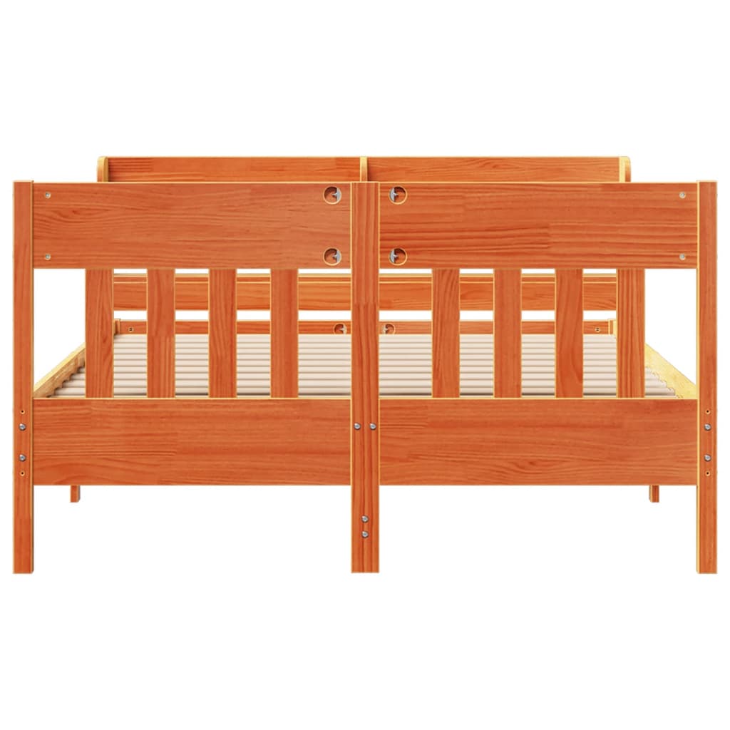 Bed Frame without Mattress Wax Brown 140x200 cm Solid Wood Pine