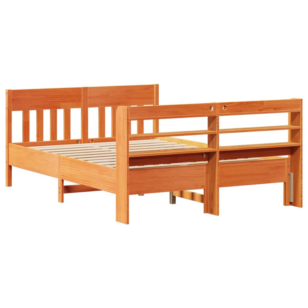 Bed Frame without Mattress Wax Brown 120x200 cm Solid Wood Pine