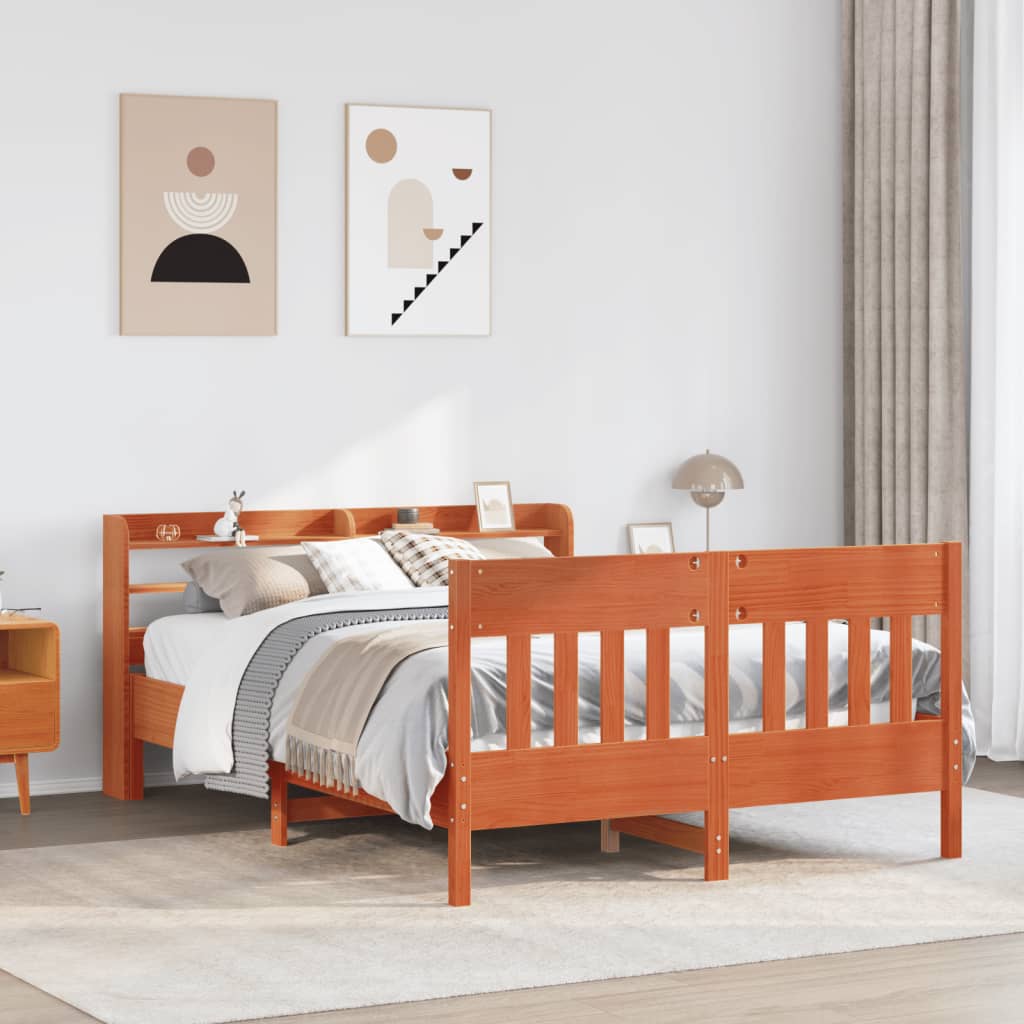 Bed Frame without Mattress Wax Brown 120x200 cm Solid Wood Pine