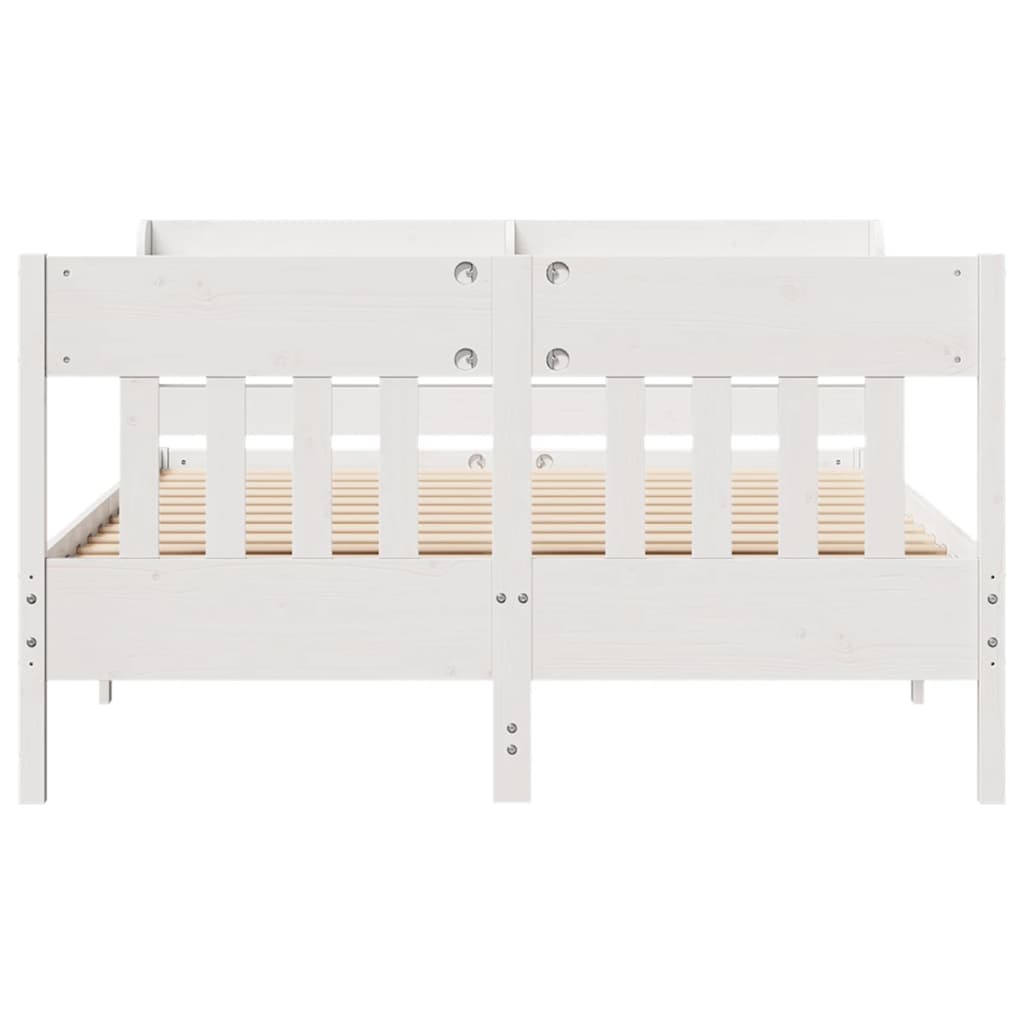 Bed Frame without Mattress White 135x190 cm Double Solid Wood Pine