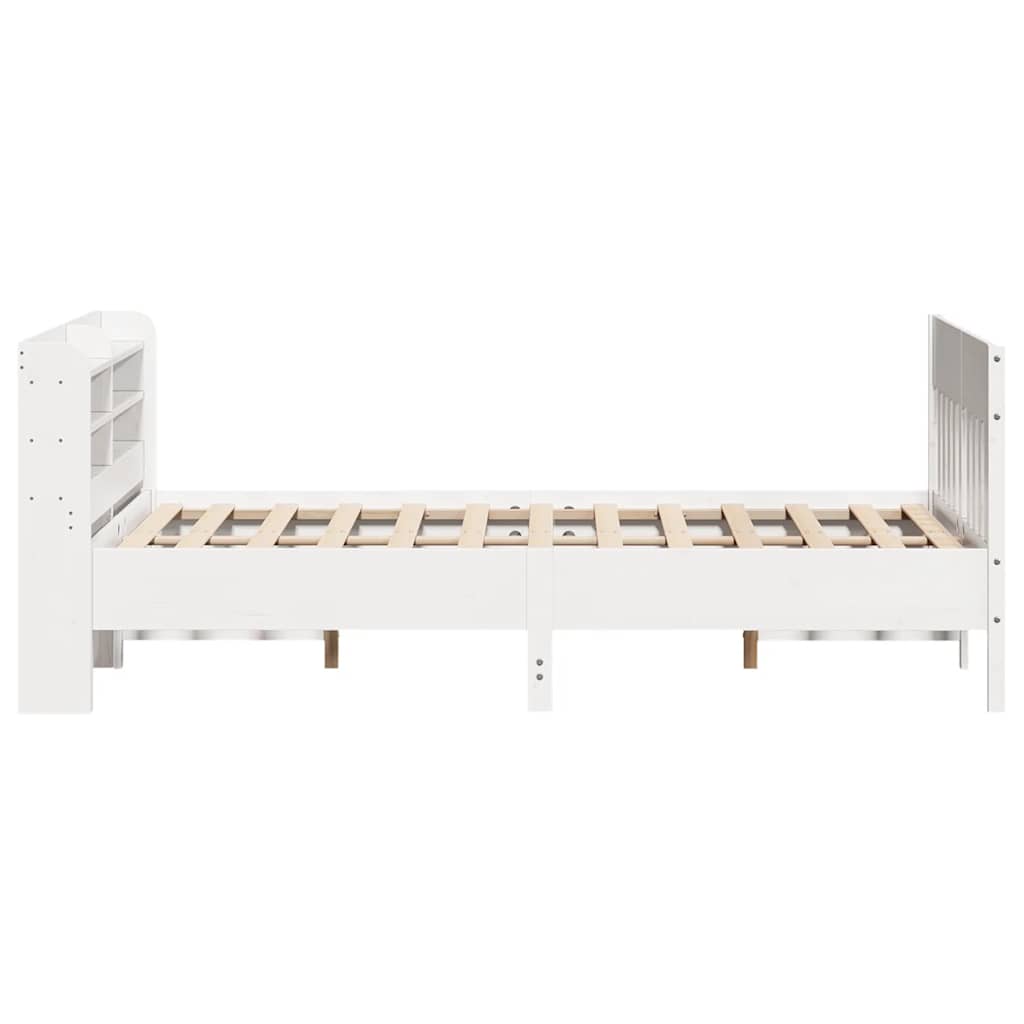 Bed Frame without Mattress White 135x190 cm Double Solid Wood Pine