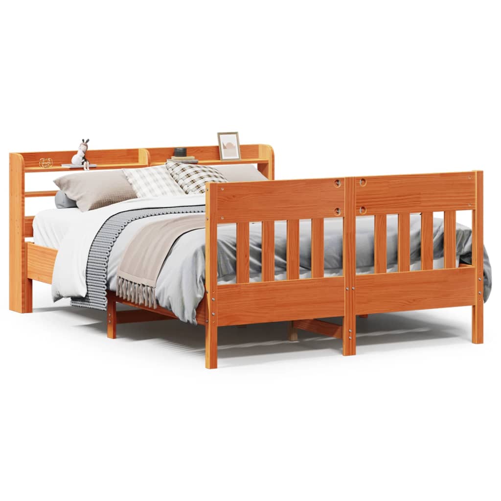 Bed Frame without Mattress Wax Brown 120x190 cm Small Double Solid Wood Pine